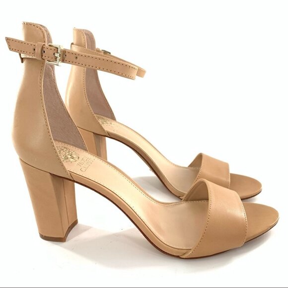 Vince Camuto Corlina womens heels size 10.5 42 tan leather block heel - Picture 1 of 11